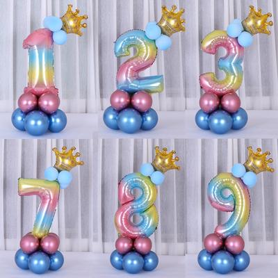 32 Inch DIY Rainbow Color Number Balloons Digit Gradient Balls Birthday Wedding Anniversary Party De