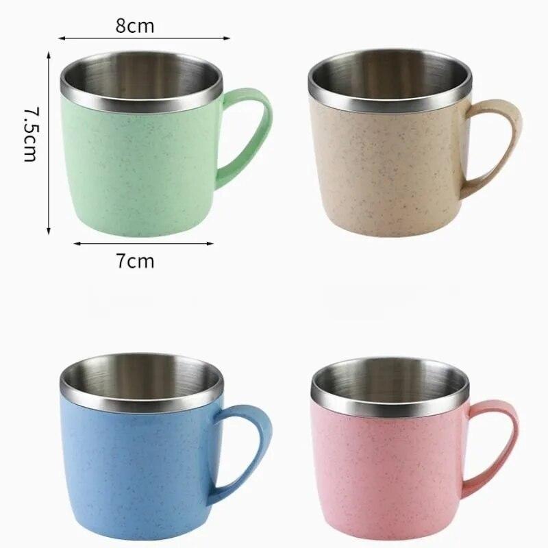 Anti-verbrühungen Edelstahl Wasser Tassen Kunststoff Griff Kaffee Milch Becher Tee Getränke Wasser Tasse Für Home Office