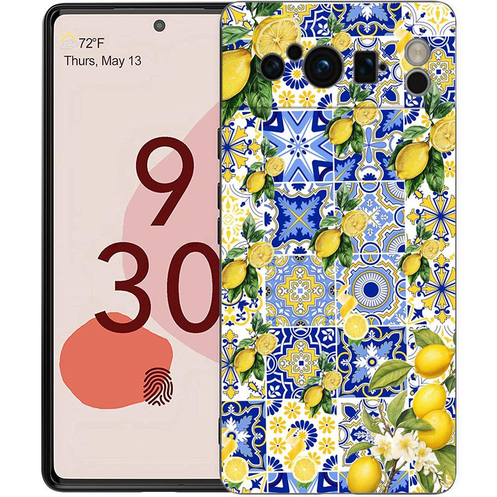 Summer Fruits Lemon Print Phone Case For Google Pixel 10 9 8 7 Pro 9A 8A 7A 6A 6 Pro XL Soft TPU Bumper Black Cover