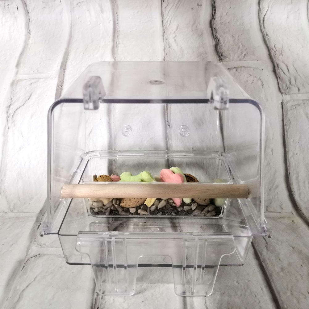 Acrylic Bird Feeder Parrots Automatic Hanging Feeding Food Bowl Bathtub Pet Supplies Tool AccessoryFood Bowl
