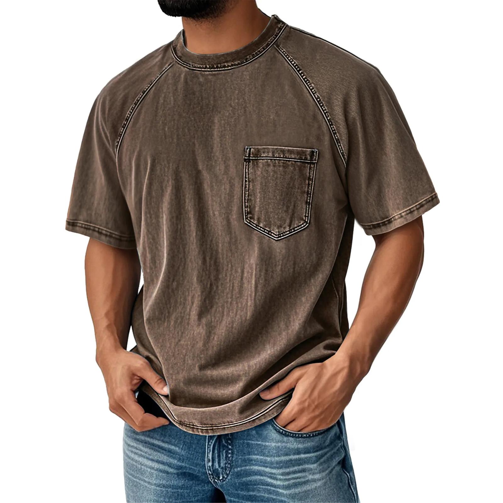 

Men s Leisure Trend Round Neck Print T, Shirt Short Sleeves M коричневий