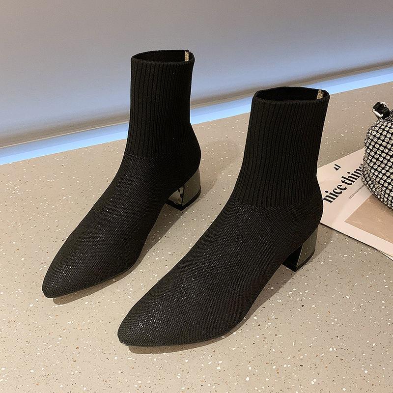 Buy Apanzu Women Sock Boots Autumn Winter Knitted Stretch Fabric Socks
