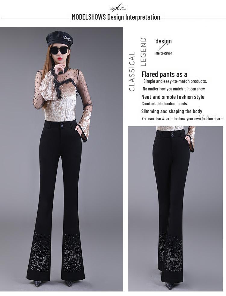 Women's High Waist Slim Fit Black Flared Pants - Spring/Summer 2023 Collection