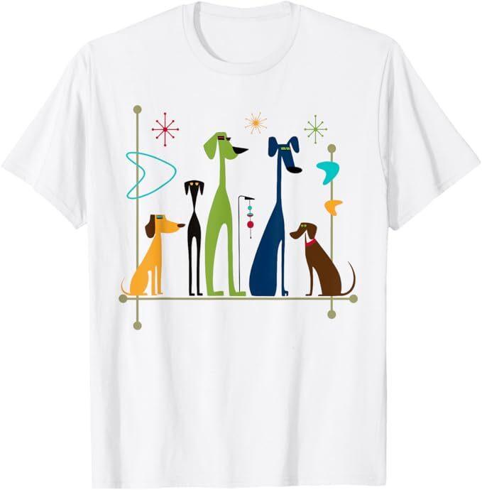 

Retro Mid-Century Modern Dogs 50s 60s Style T-Shirt 4XL