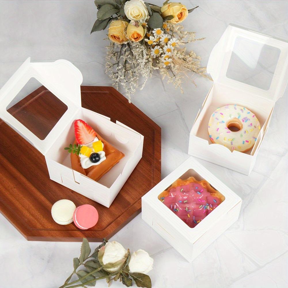 25pcs White Bakery Boxes with Clear Window Gift Packing Box Cookie Boxes Treat Boxes Mini Cake Boxes for Dessert Macarons Chocolates Pastry and Baked