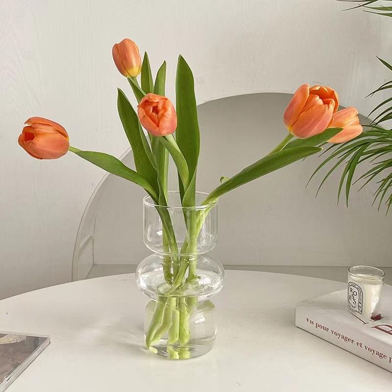 Retro Black Glass Vase for Living Room Flower Arrangements - Mid-Century Modern Light Luxury Decor