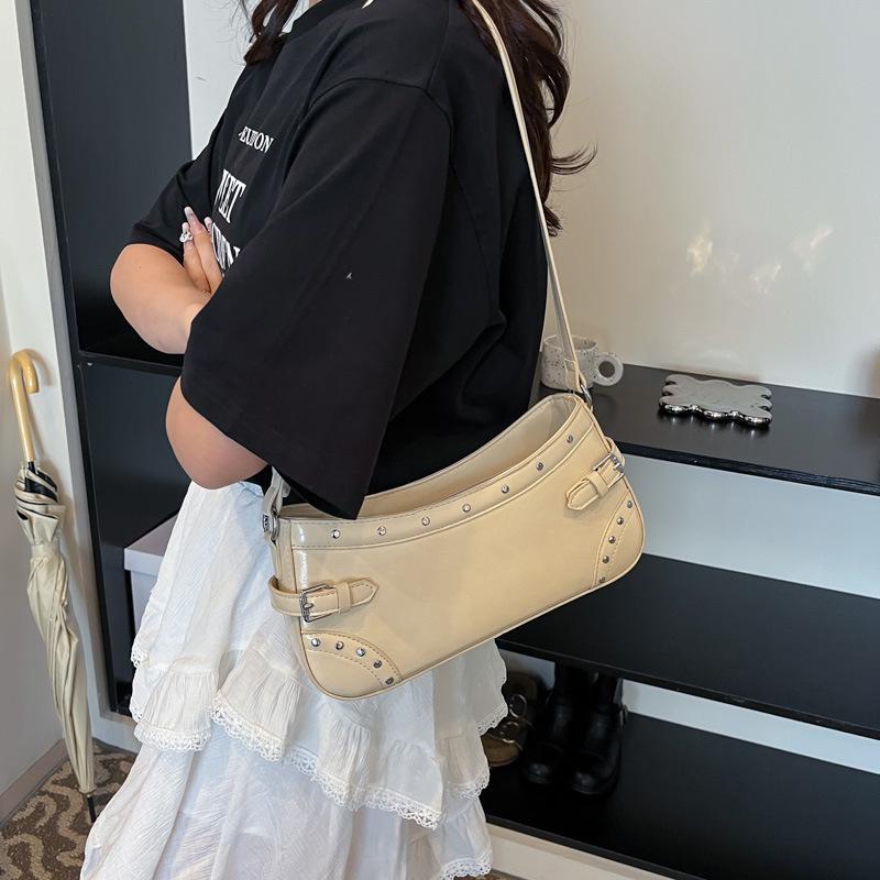 

Женская повседневная текстурированная сумка под мышкой - Модная универсальная сумка кроссбоди и на плечо 2025 года грязно-белый