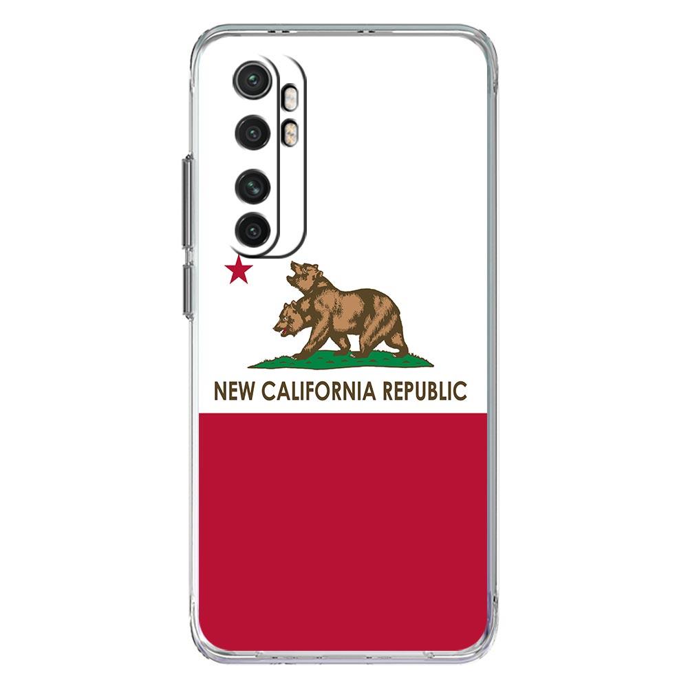 Phone Case For Xiaomi Mi Poco X7 X6 X5 NFC X3 Pro 17 15T 15 14T 14 13T 11 12 13 Lite Clear TPU Cover New California flag