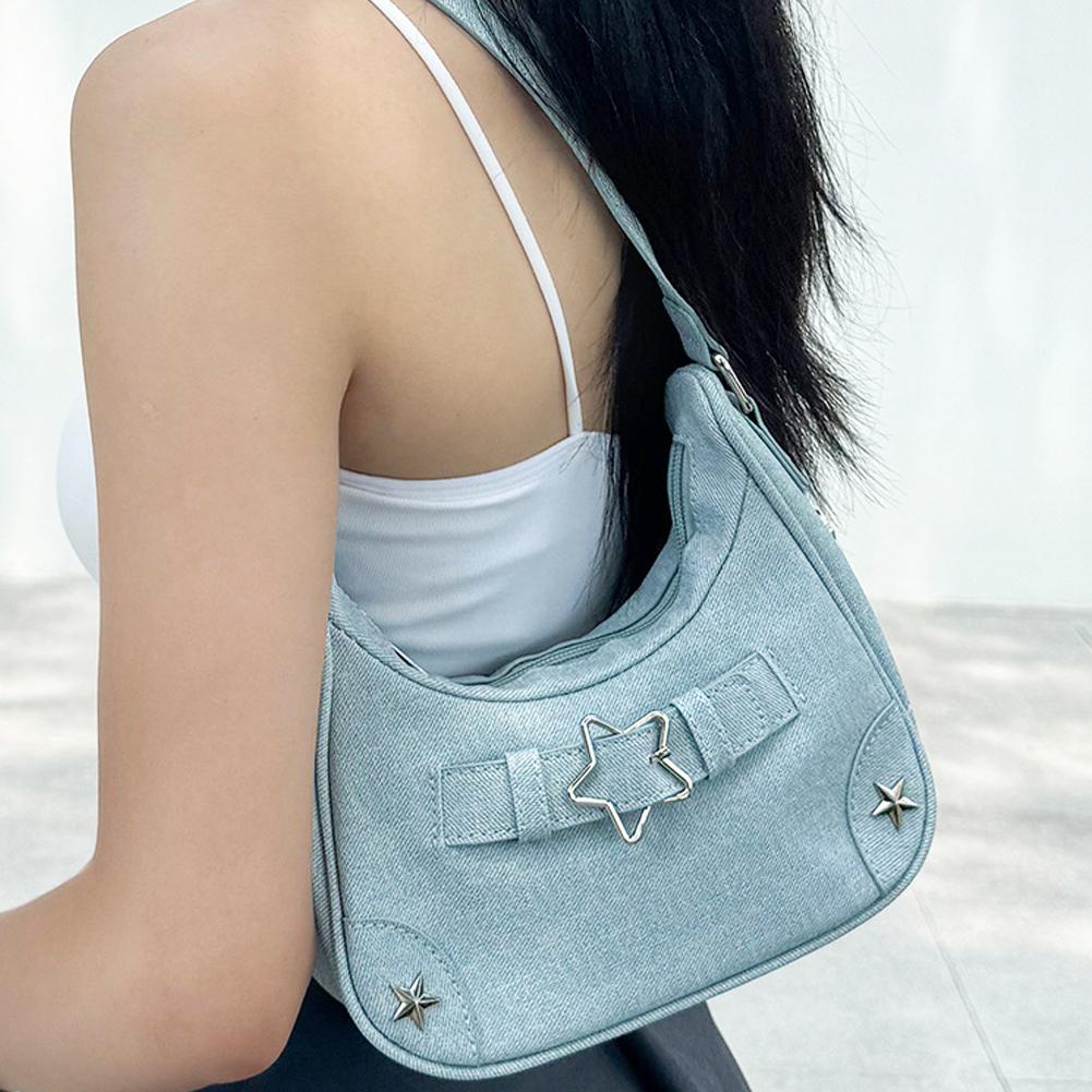 Shoulder Purse for Women, Cute Y2k Aesthetic Studded Purse Small PU Spicy Vintage Star Handbag Purse Punk Trendy Ladies Purse