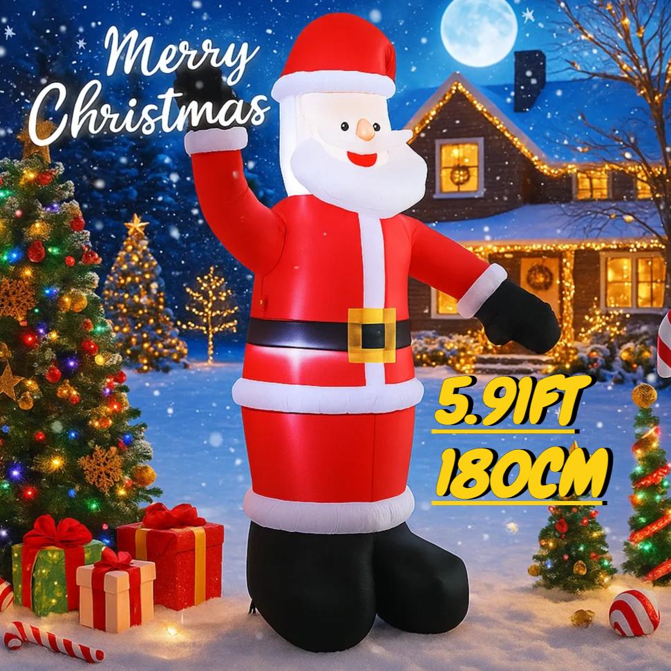 5.91FT Inflatable Toy Santa Claus Christmas Decorations for Yard With LED Lights Xmas Supplies Home Decoration Ornaments Gifts