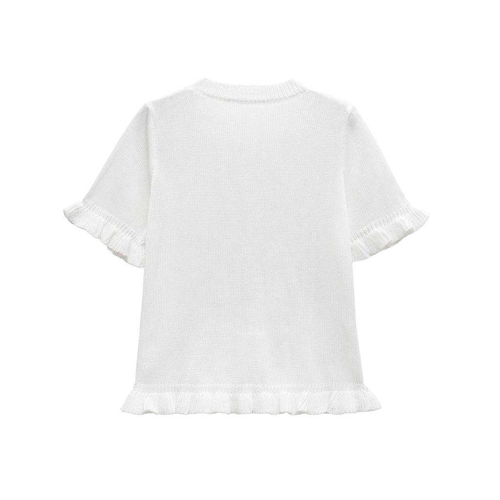 Spring 2025 Women's European & American Style Versatile Ruffle Knit Top