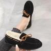 2026 Winter Women's New Bean Shoes Fashionable, Comfortable, Warm, Plush Bow Women's Cotton Shoes Casual Non Slip Flat Shoes