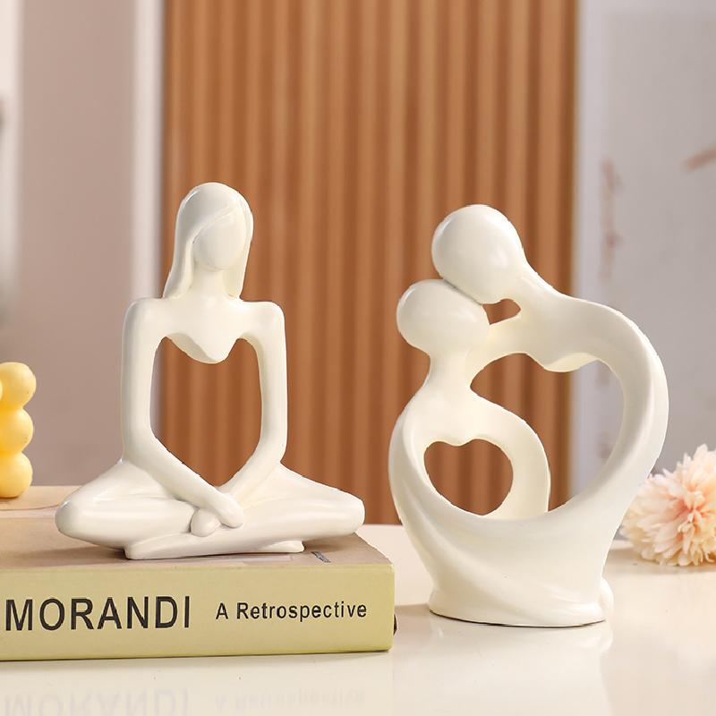 Nordic Abstract Art Figure Ornaments Creative Couple Wine Cabinet TV Cabinet Bedroom Figure Statue Modern Home Decoration Gift