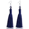 Women Tassel Earrings Bohemian Cotton Thread Cords Brush Drop Dangle Earrings Handmade Silk Fabric Long Hanging Earrings Zircon
