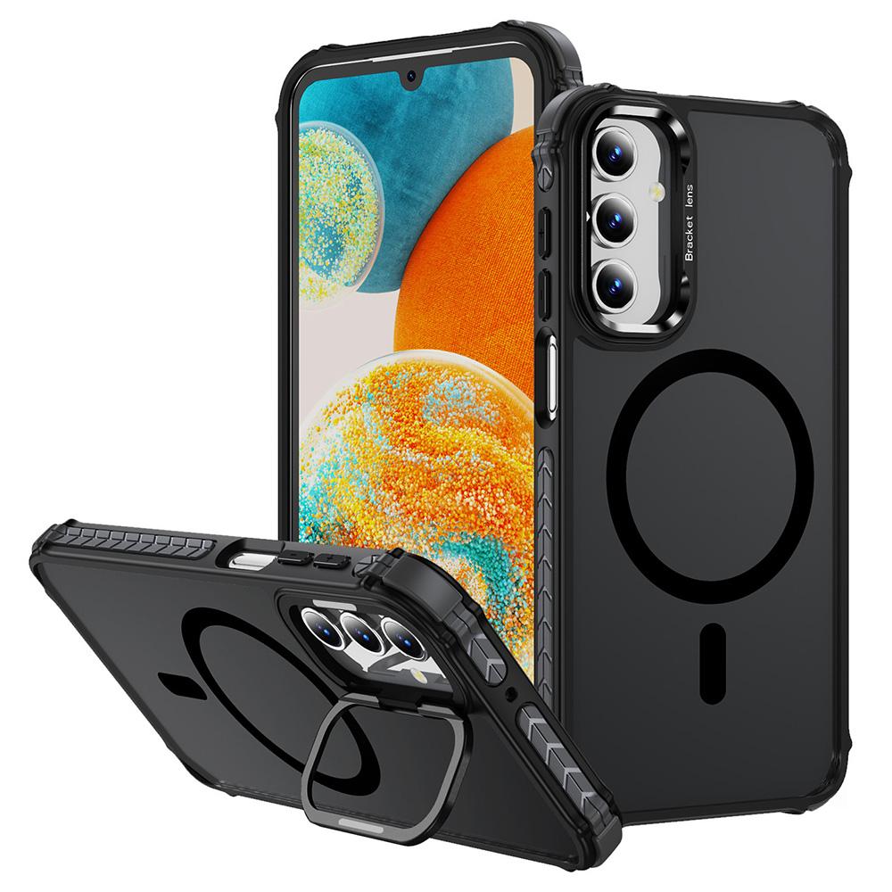For Samsung Galaxy S24+ Case with Lens Kickstand Matte Back Cover Compatible with MagSafe