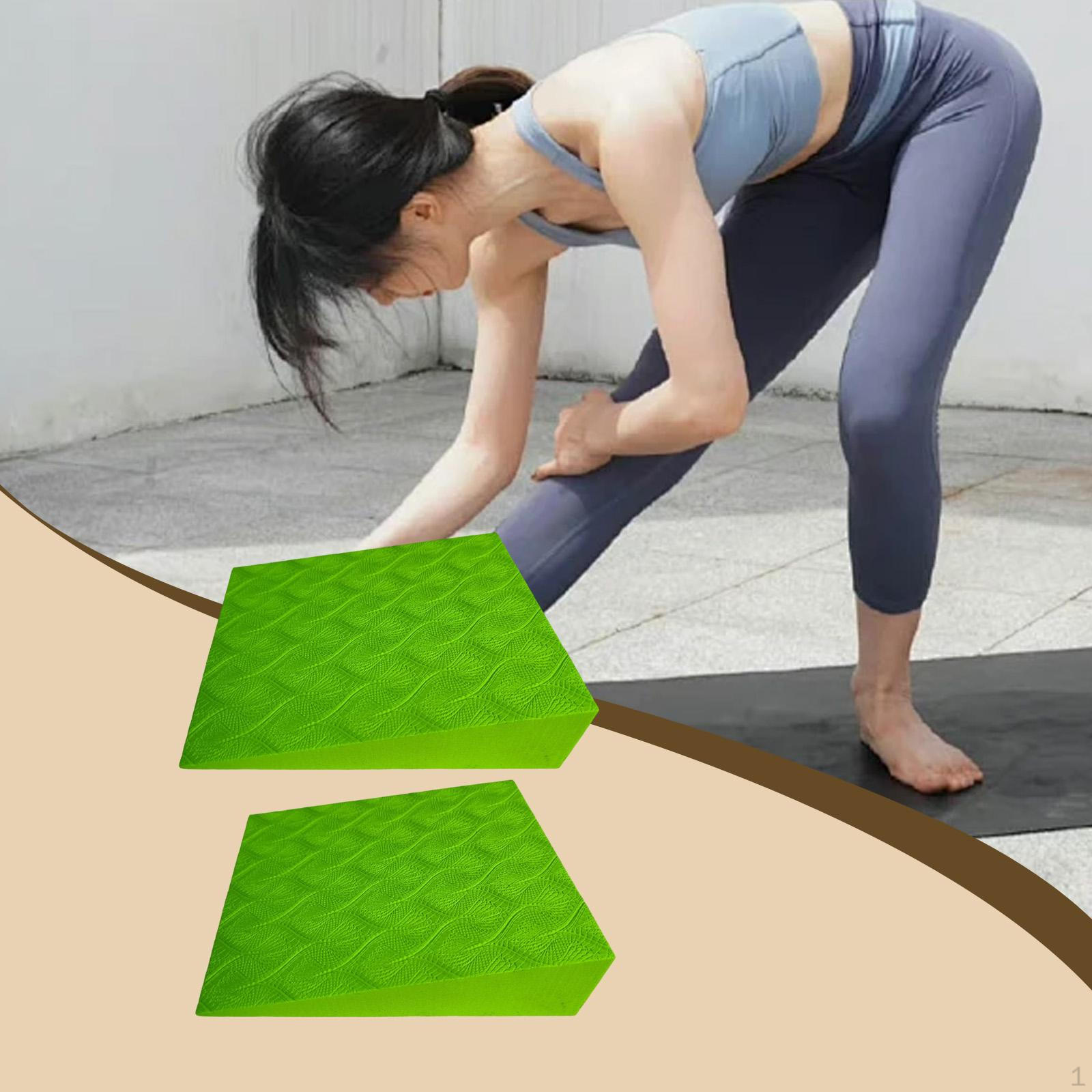 

2 Pieces Squat Wedge Block Foot Incline Board Heel Elevated Calf Stretcher for Home Gym Balance зелений