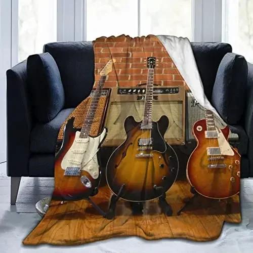 

Guitar Blanket Soft Warm Cozy Print Throw Blanket Super Soft Lightweight Kid Baby for Sofa Bed Travelling Couch for Music Lover 80x120cm
