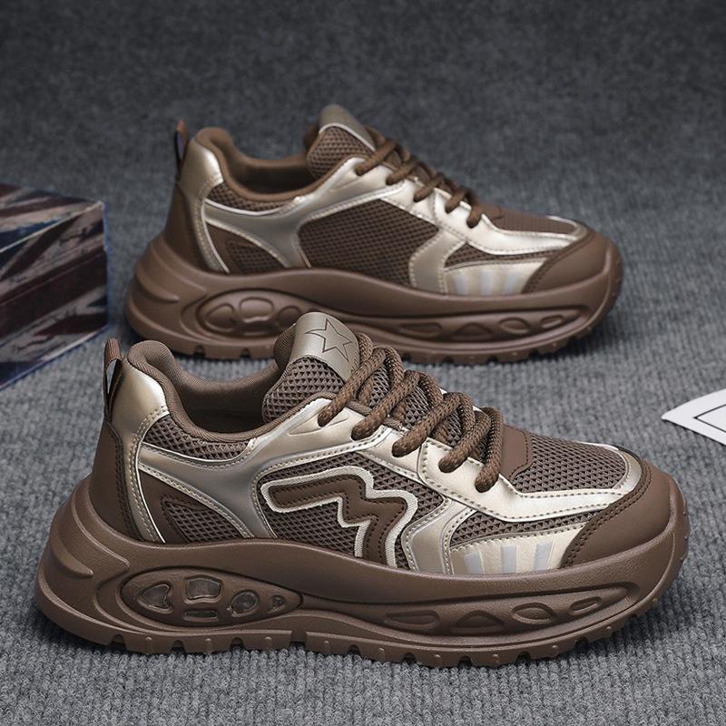 Herrenschuhe Herbst 2024 neue Mesh-Sportschuhe Herren Freizeitschuhe Student atmungsaktiv trendige Schuhe dicke Sohlen erhöhen