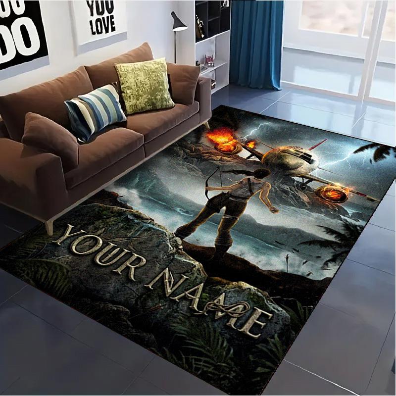 Name Custom Tomb Raider Carpet Rug for Living Room Bedroom Home Sofa Decoration,Kids play Non-slip Floor Mat