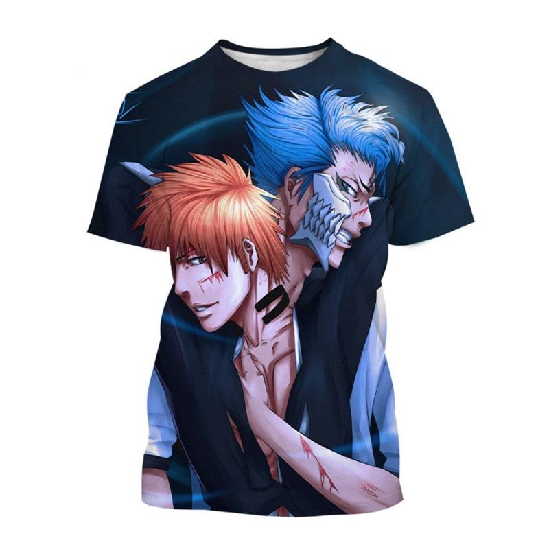 Summer trend Japanese anime 3D printing men s cool round neck casual XXS