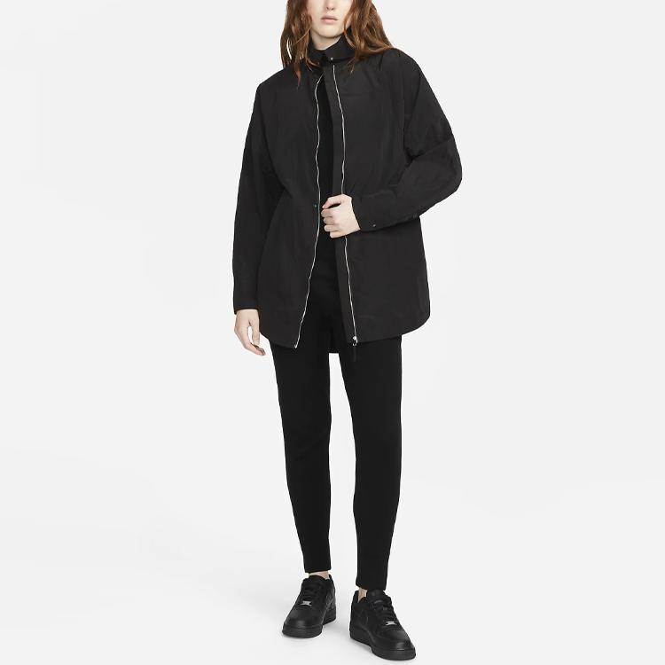 Nike ESC Jednobarevná bunda se stojáčkem na zip s dlouhým rukávem Dámské bundy Černá DR5399-010