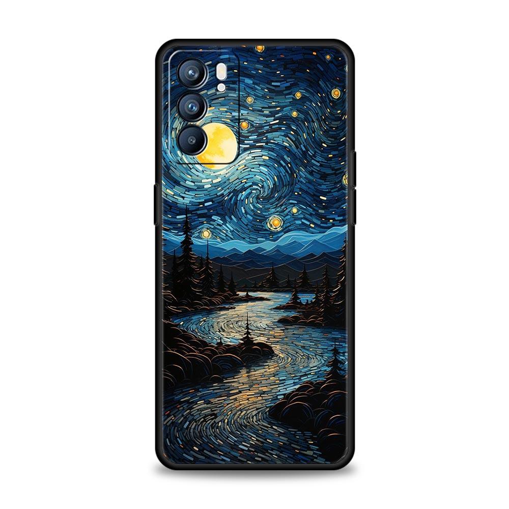 Etui na telefon Starry night van gogh Dla Oppo Reno8 Reno7 Reno6 Pro A54 5G Find X6 X5 A53 A52 A9 A15 A95 A17 A16 A57 A31 Pokrowiec