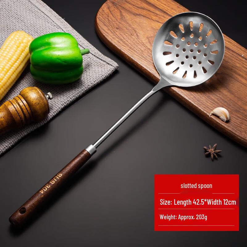 

Shangheng 304 Stainless Steel Wood Handle Slotted Spoon