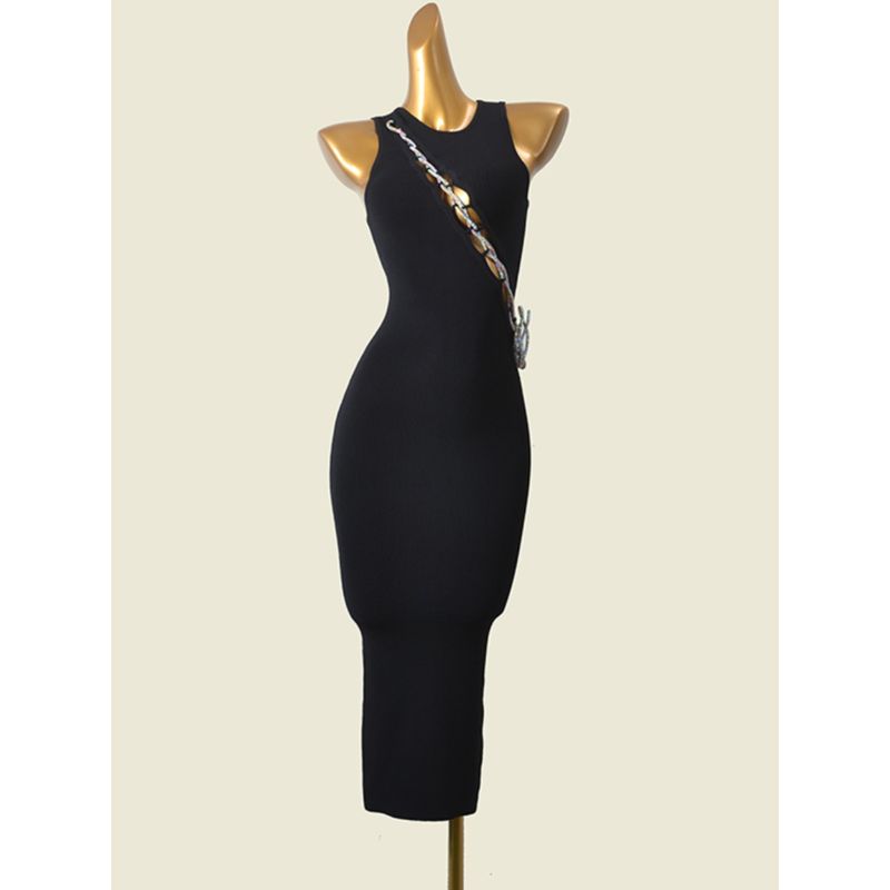 Foreign Trade Original Order Tight Sleeveless Knitting Sexy Vest Dress Stylish Drawstring Silm Sexy Sheath Dress