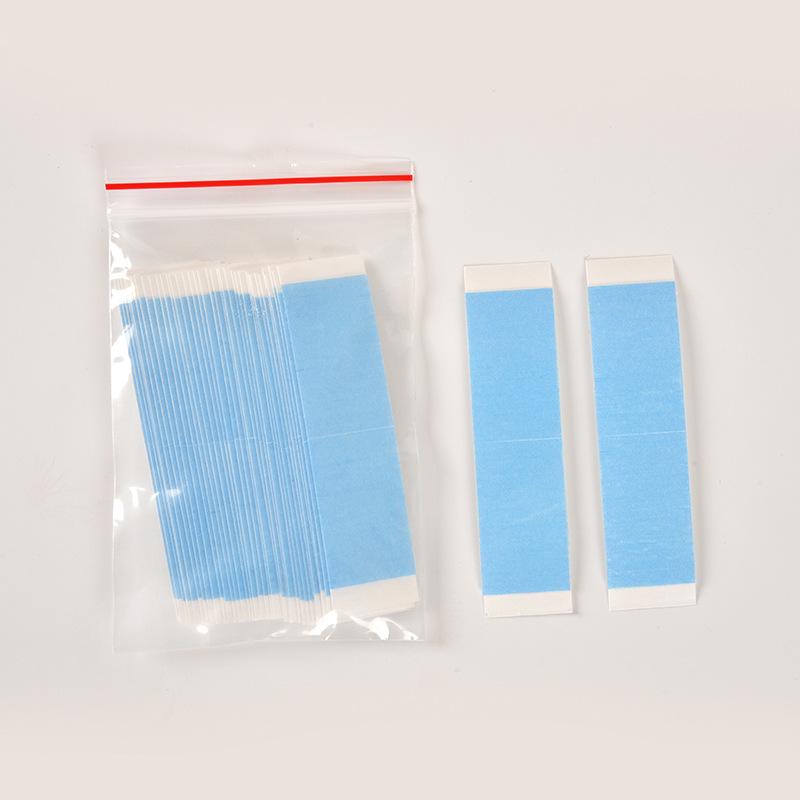 In-Stock Ultra-Thin Blue Hair Extension Tape - Real Human Skin Patch PU Hairpiece, Double-Sided Tape