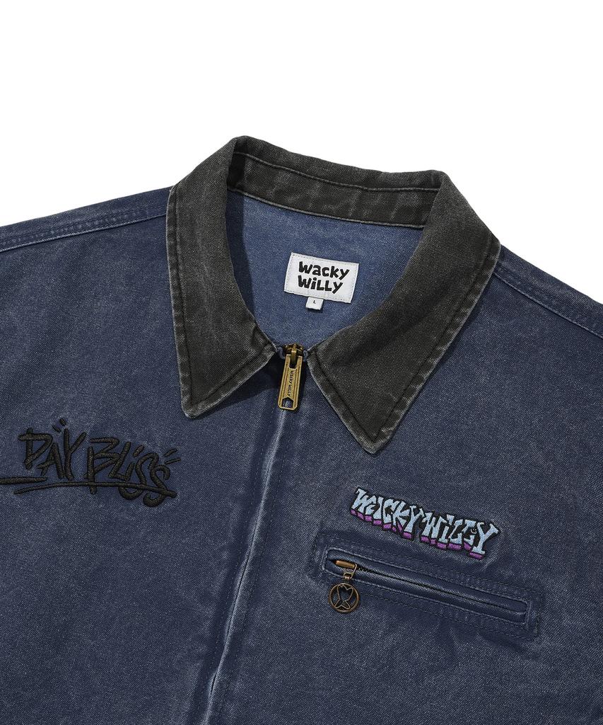 Wacky Willy Collar Contrast Work Jacket Blue