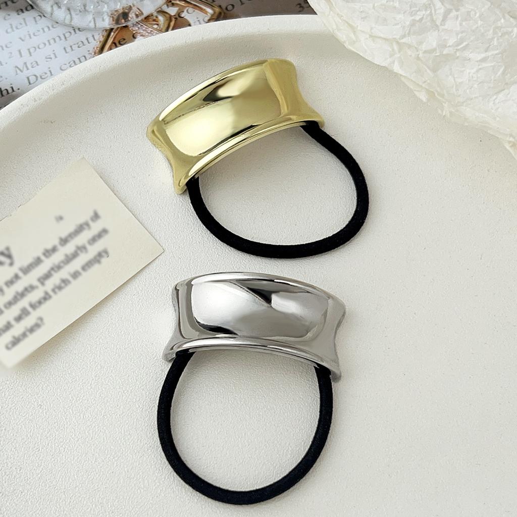 4Pcs Metal Circle Hair Cuff Elastic Hair Band Hair Ties Ponytail Holder Hair Rope Accessory for Women Girls