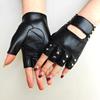 Herren Damen Nieten Halbfinger Lederhandschuhe, Punk Rock Gothic Fingerlose Handschuhe für Motorradfahren, Cosplay, Autofahren, Training, Bühnenauftritt