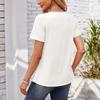 Women's Square-neck Top Pleated Solid Color Loose Button T-shirt