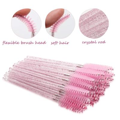 50-200 pièces Brosses jetables pour mascara pour cils avec manches en cristal Boîte de rangement incluse Pack voyage Poils pour accessoire de maquillage