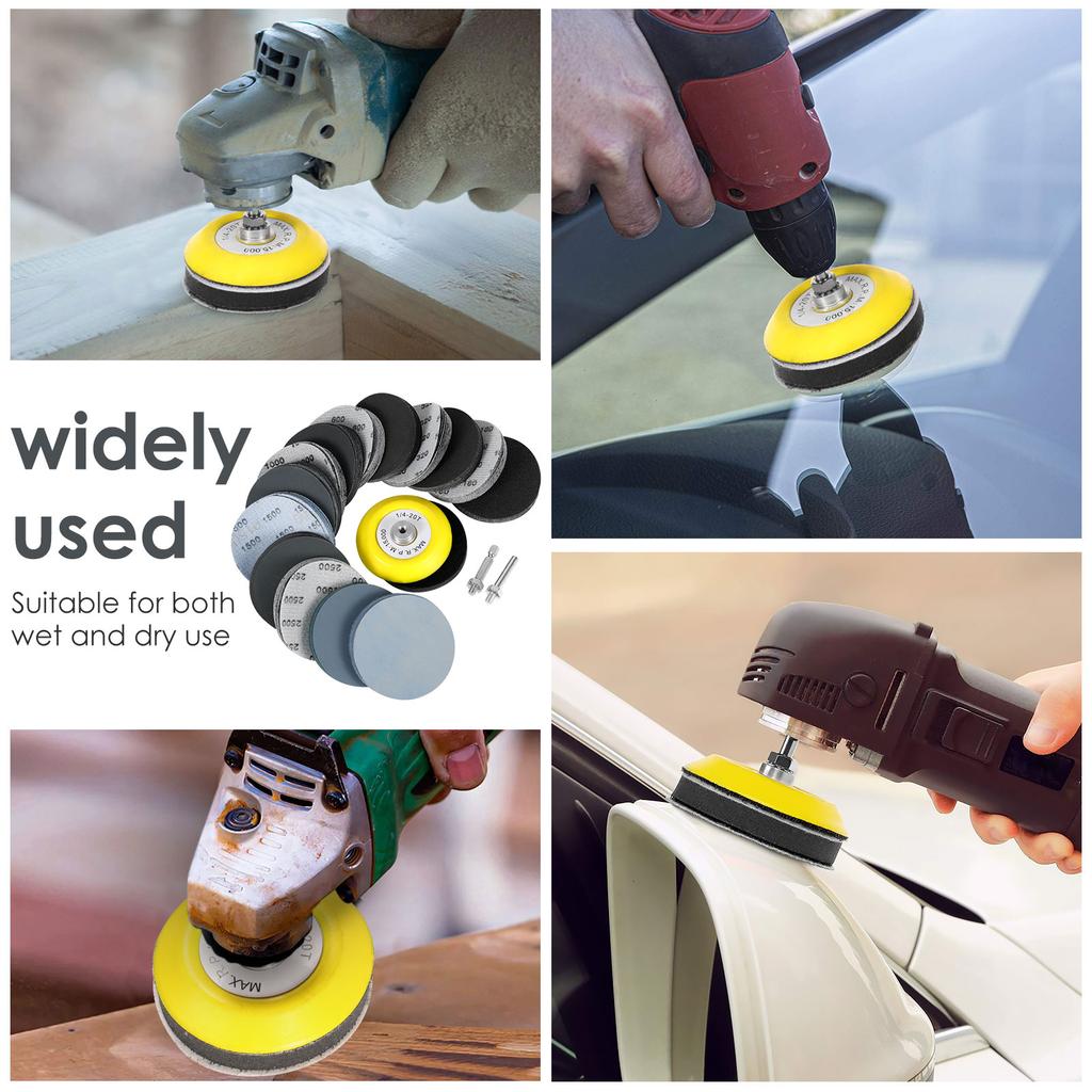 331/129pcs 3 Inch Wet Dry Sanding Discs 60-10000 Grit Sandpaper Pads and Foam Buffering Pad for Wood Metal Car Polishing