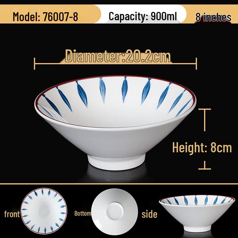 Chinese Style Melamine Deep Noodle Bowl - 10 Pack