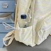 Cute Striped Backpack with Lace Trim, Lightweight School Bag for Women and Teens