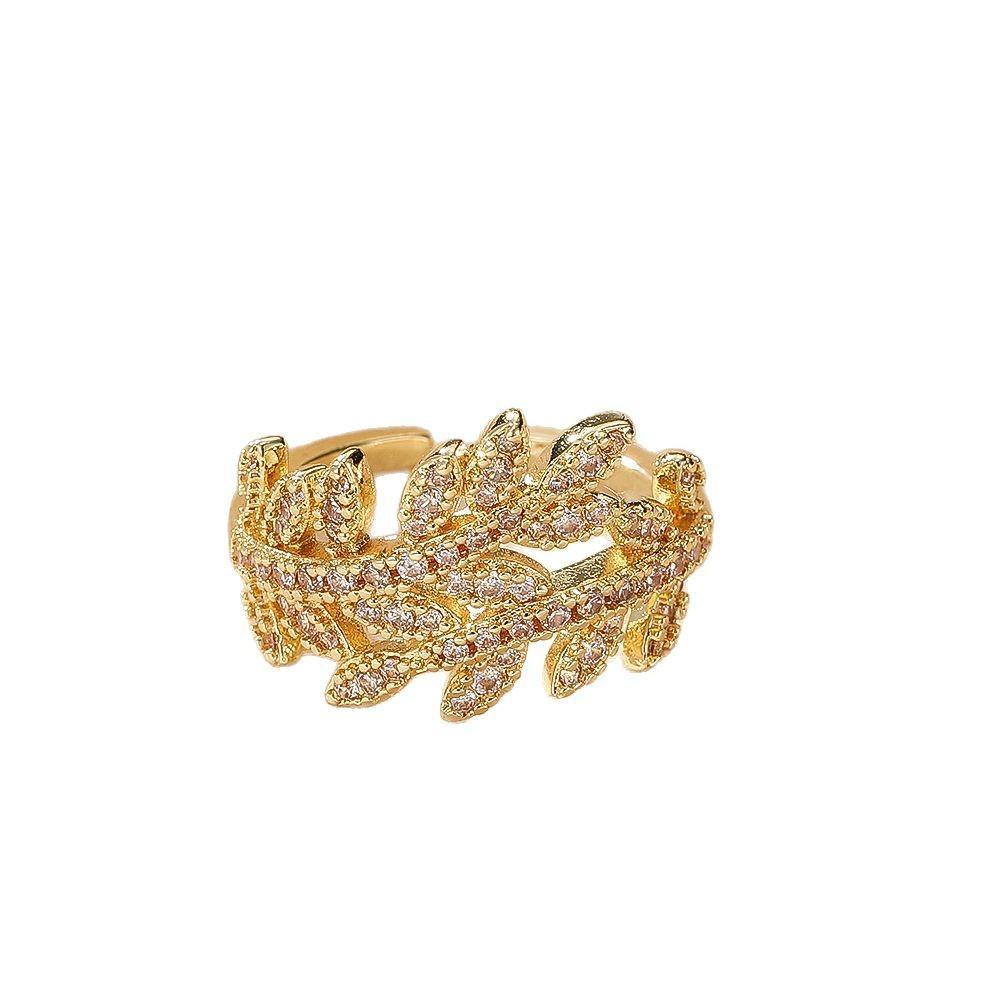 Small niche design, high-end leaf ring, women's simple and versatile daily fashion rings