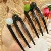 French Twist Pearl Beads Hair Stick Hair Clip Acetate U-Shaped Hairpin Vintage Tortoise Shell Women Hair Bun Pin Headwear