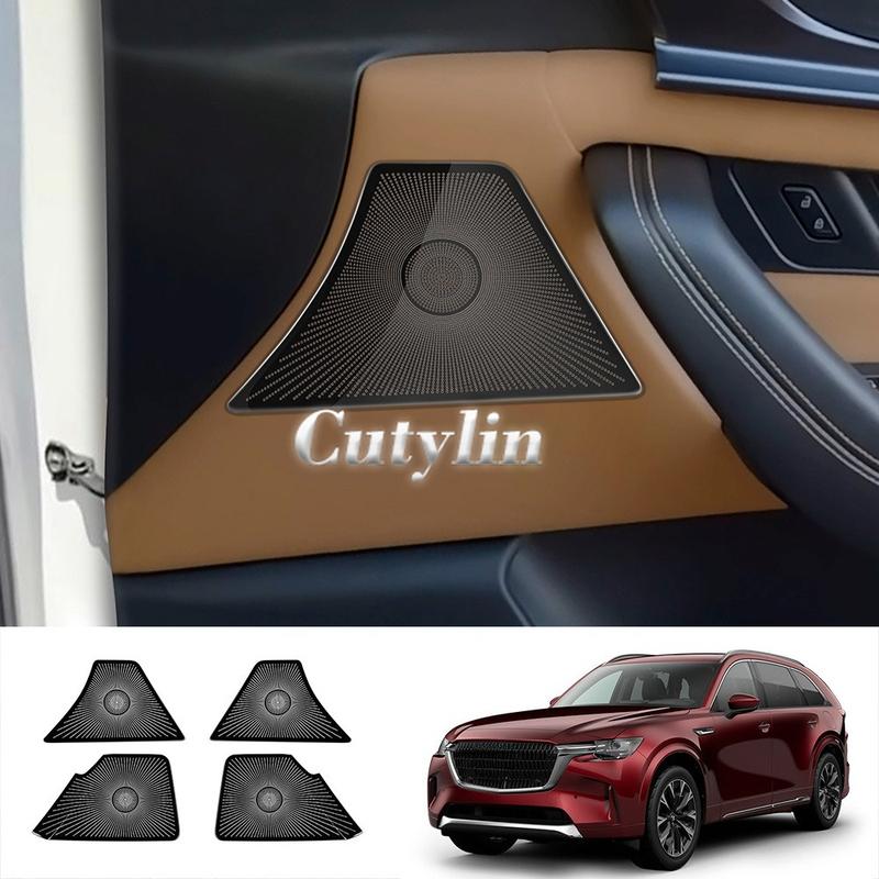 For Mazda CX-80 CX80 CX90 CX-90 2024 2025 Stainless Steel Car Side Door Speakers Decorate Cover Audio Sound Cover Trim styling