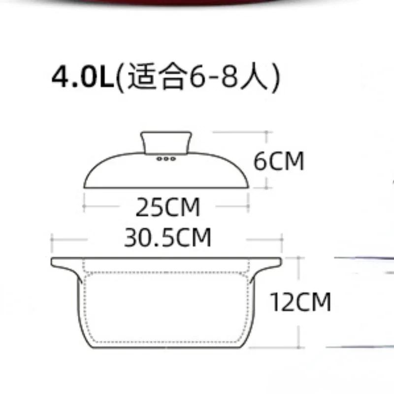 Ceramic Casserole Multi-size Chinese Red Round 1.4-5.5L Multiple Size Cooking Soup Pot Home Kitchen Supplies Saucepan Pan