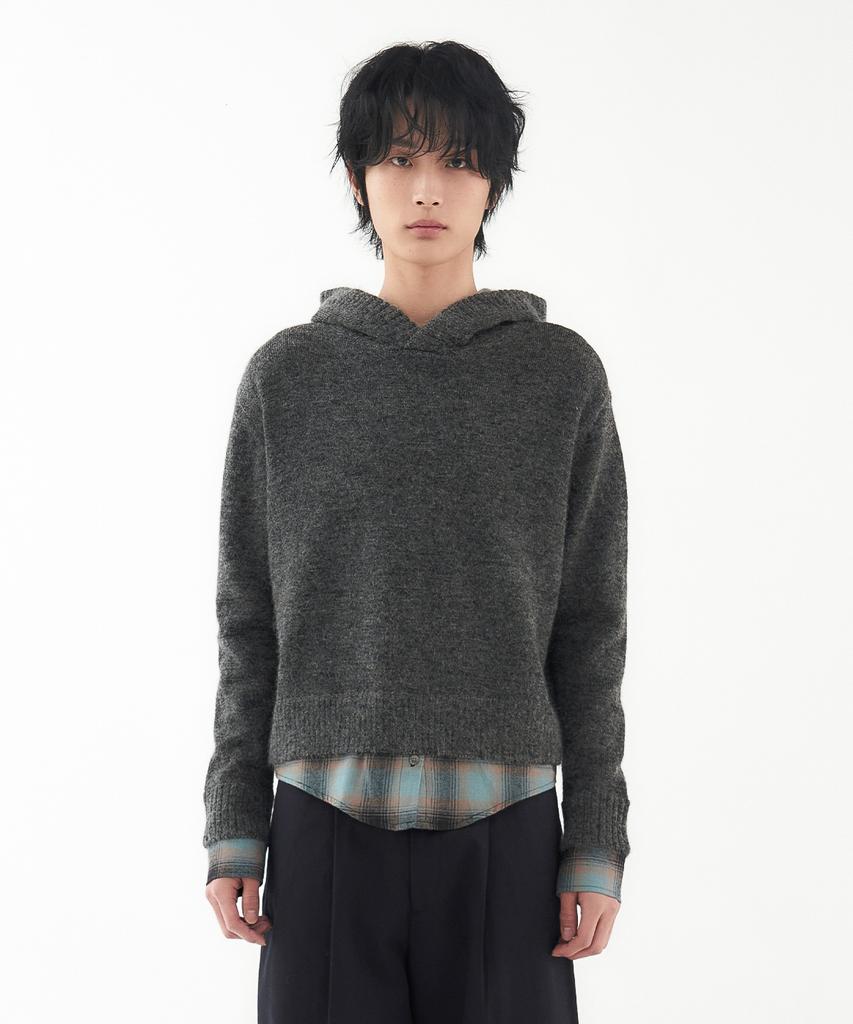 Leondi Blended Layer Hoodie Knit - Charcoal
