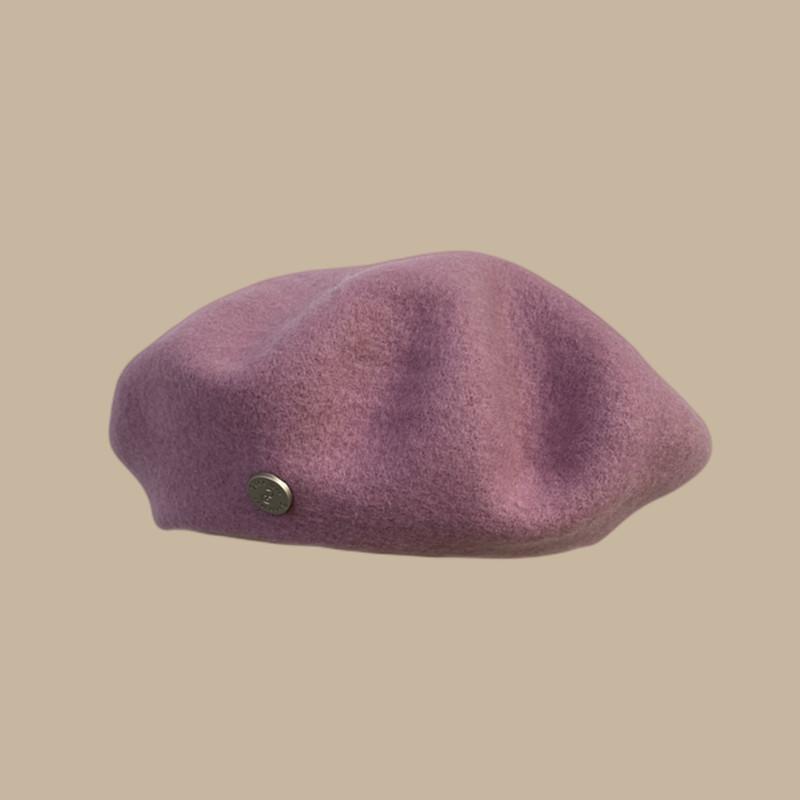 High Quality Woolen Beret Female Autumn and Winter Temperament Retro Painter Hat Brown Showing Small Face