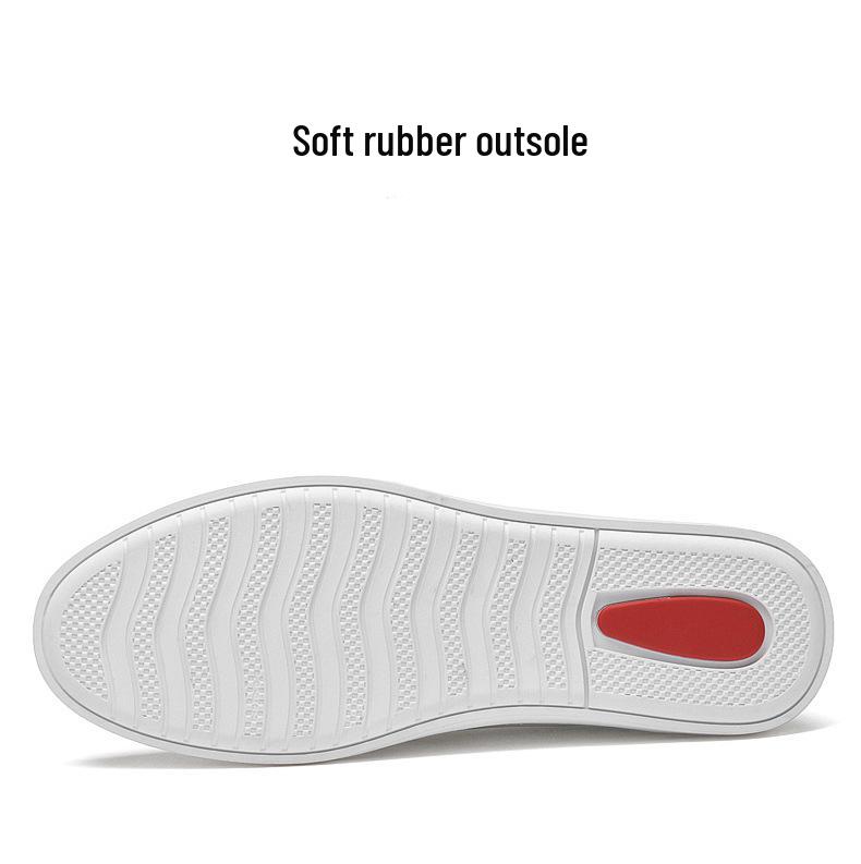 Men's Casual Slip-on Loafers - Soft Cowhide Sole, Simple Trendy Design, Shallow Mouth, White