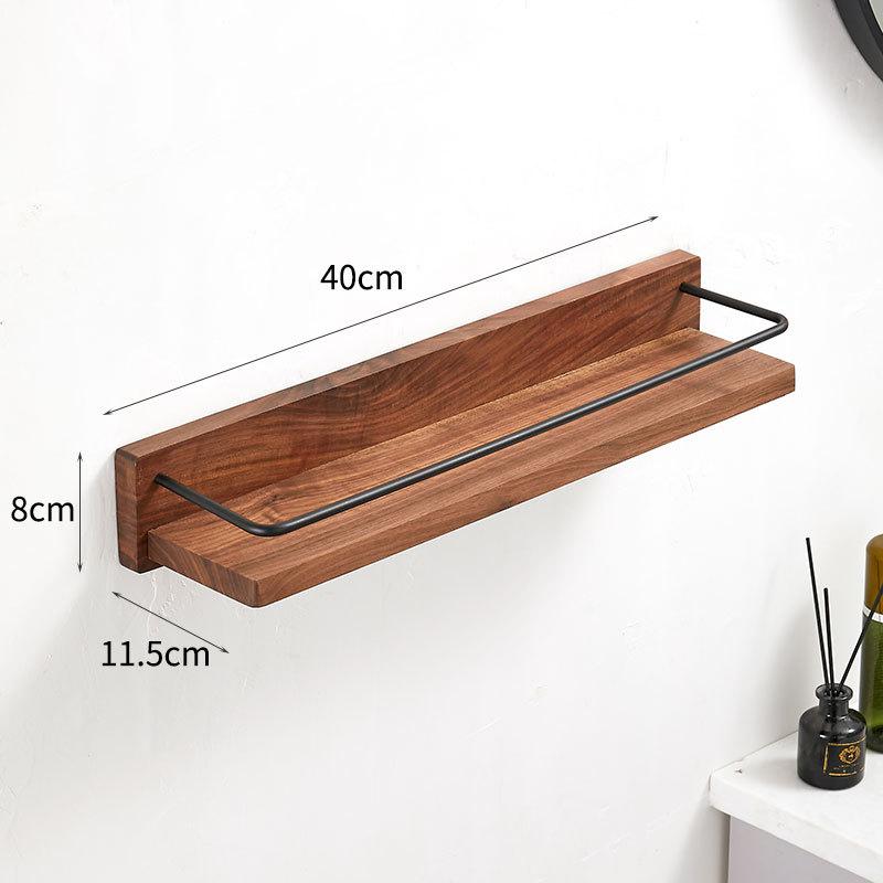 Solid Wood Bathroom Shower Stand Wall Mounted Dresser Storage Rack Black Towel Rack Shelf Bathroom Shelf Bath Shampoo Holder