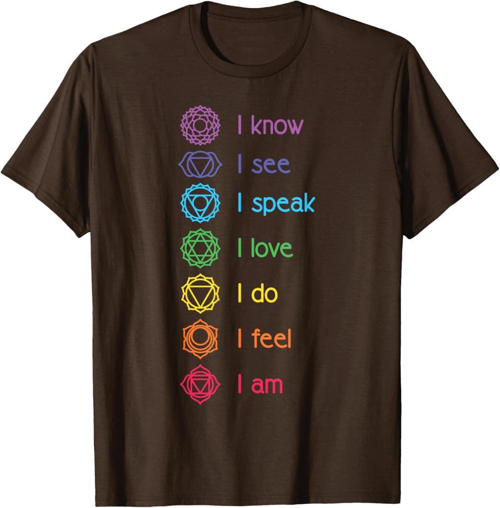Chakra Affirmationen Ich Weiß Ich Sehe Ich Spreche Yoga Meditation Grafik T-Shirt Weiche Baumwolle Lässiges Oberteil