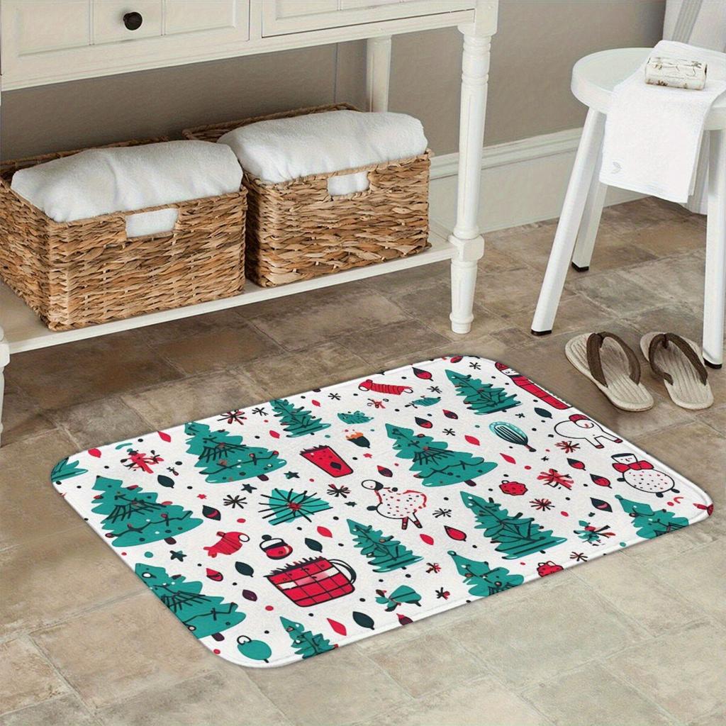 Christmas Joy Non-Slip Doormat- Festive Bell Pattern, Machine Washable Polyester Carpet, Home Decoration