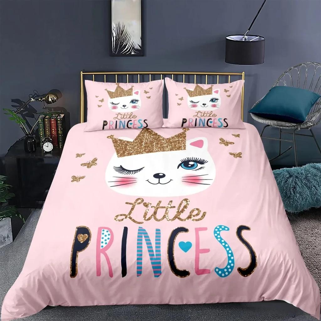 Cat Fashion Pig Cartoons Flat Comfortable Duvet Quilt Cover Pillowcase Bedding Set Children Bedroom Decoration Home Textile