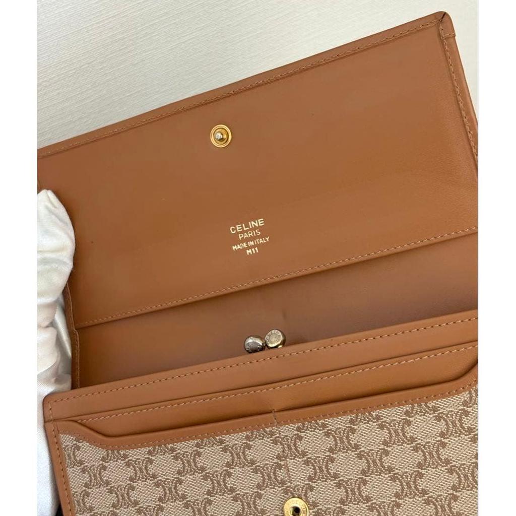 Used Celine Macadam Pattern Long Wallet Bifold Wallet Beige cw520