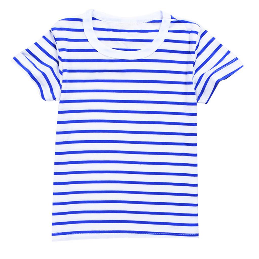 Children's Leisure Stripe Short Sleeve Round Neck T-Shirt and Shorts Set